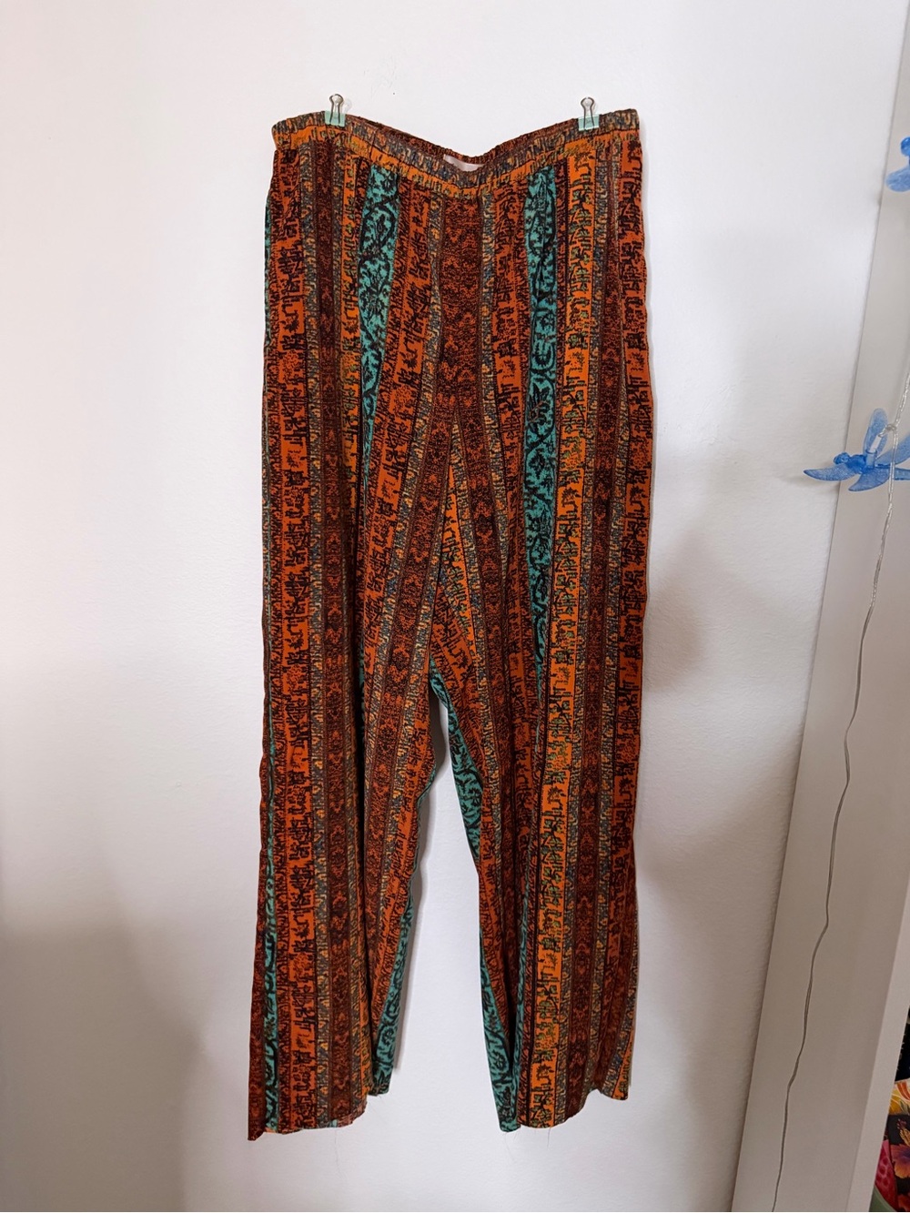 Philosophy Vertical Stripe Wide Leg Pants - Orange & Teal